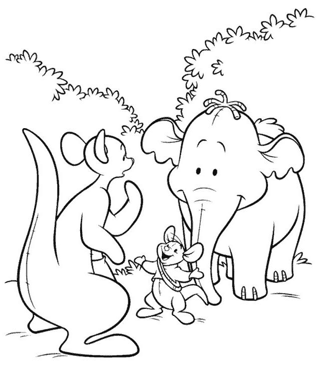 coloriage efelant avec maman gourou et petit gourou